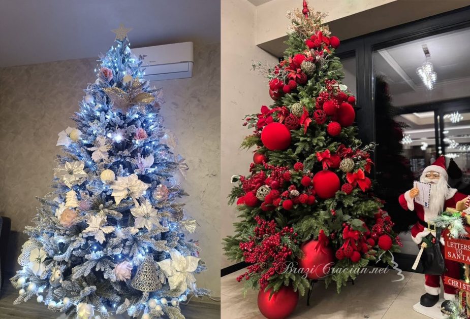 diferente decor brad artificial alb vs brad verde