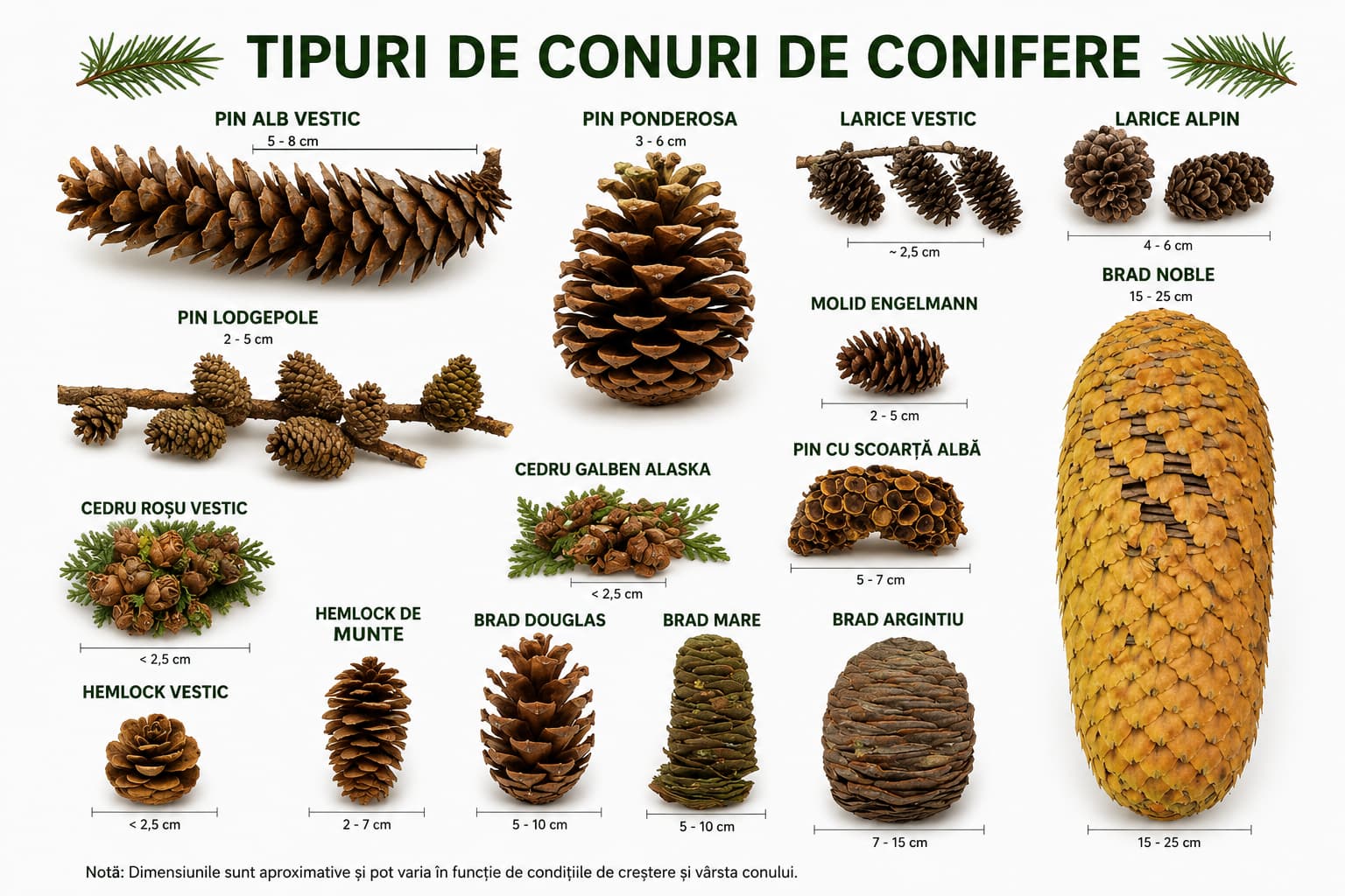 tipuri de conuri de conifere