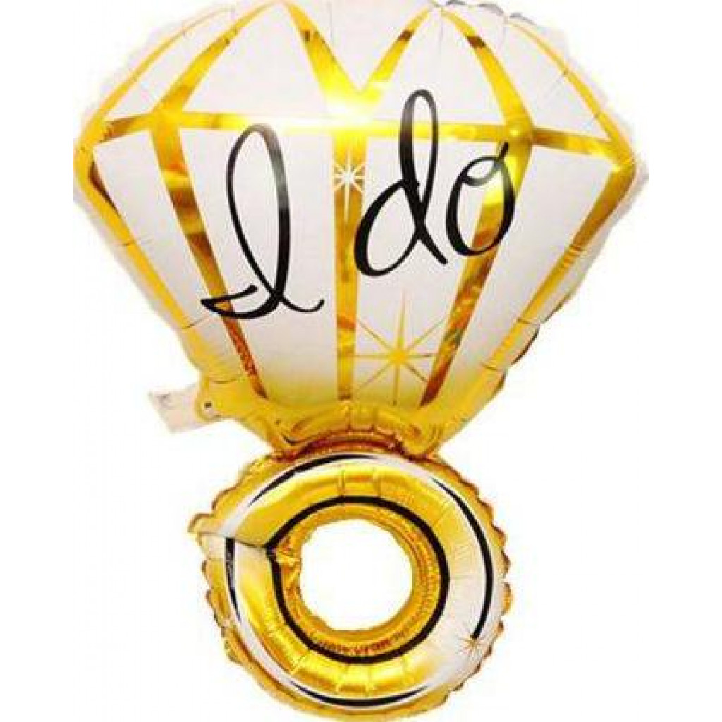 Balon din folie inel auriu cu diamant 70×50 cm brazicraciun.net