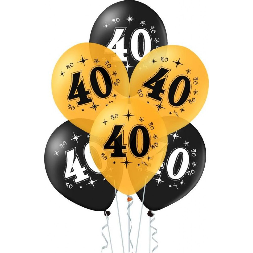 Set 10 baloane 40 ani negru si auriu 30cm brazicraciun.net