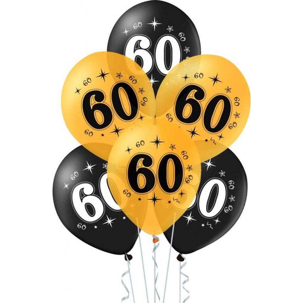Set 10 baloane 60 ani negru si auriu 30cm 30cm