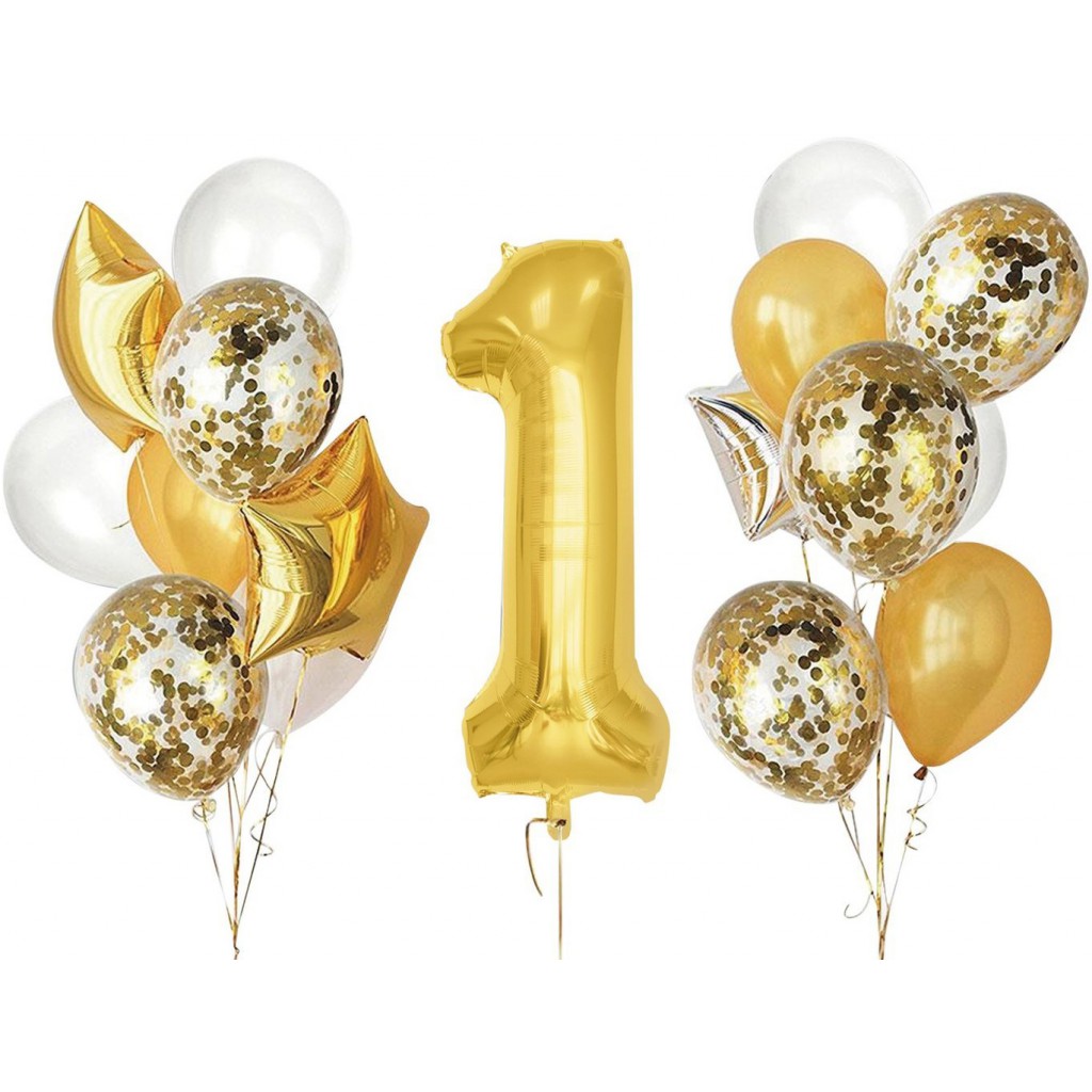 Set 16 baloane aniversare 1 an – Auriu