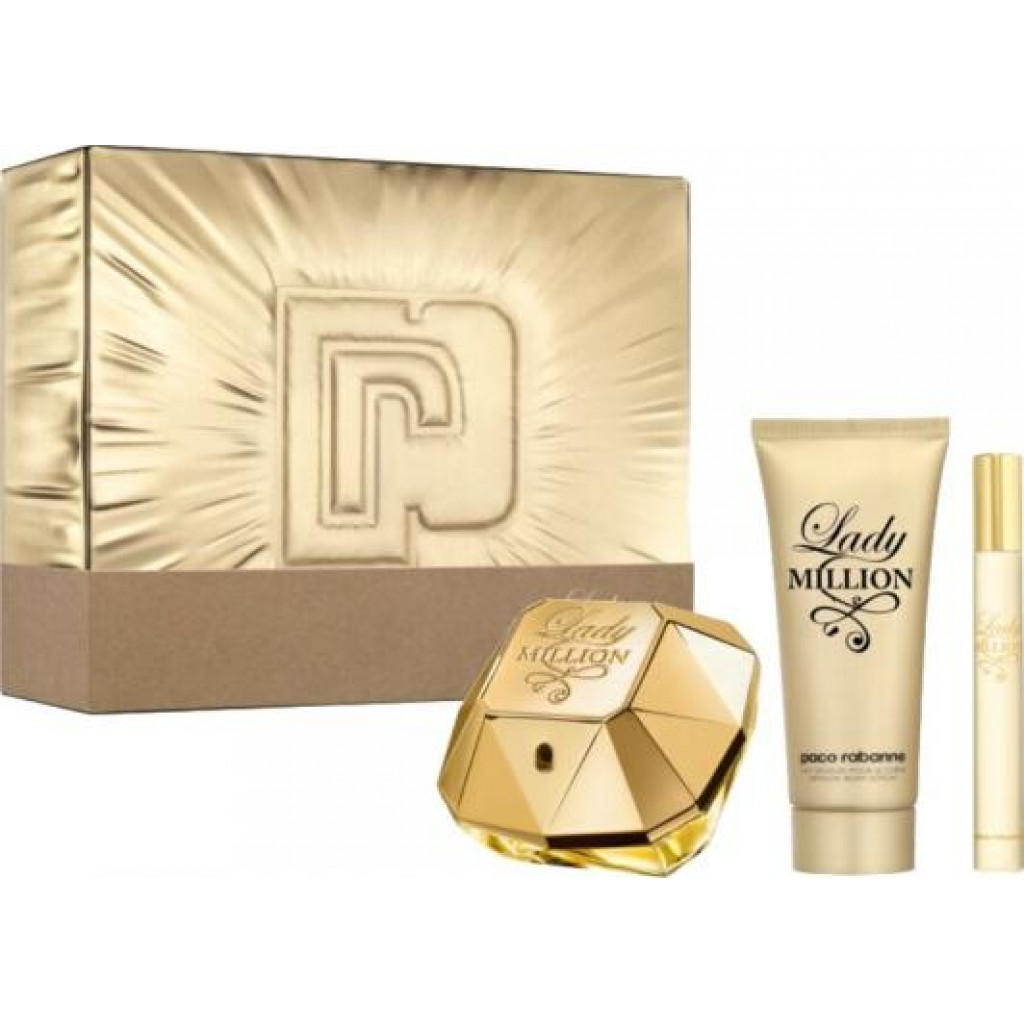 Set cadou femei parfum si lotiune de corm Paco Rabanne Lady Million – 3 piese