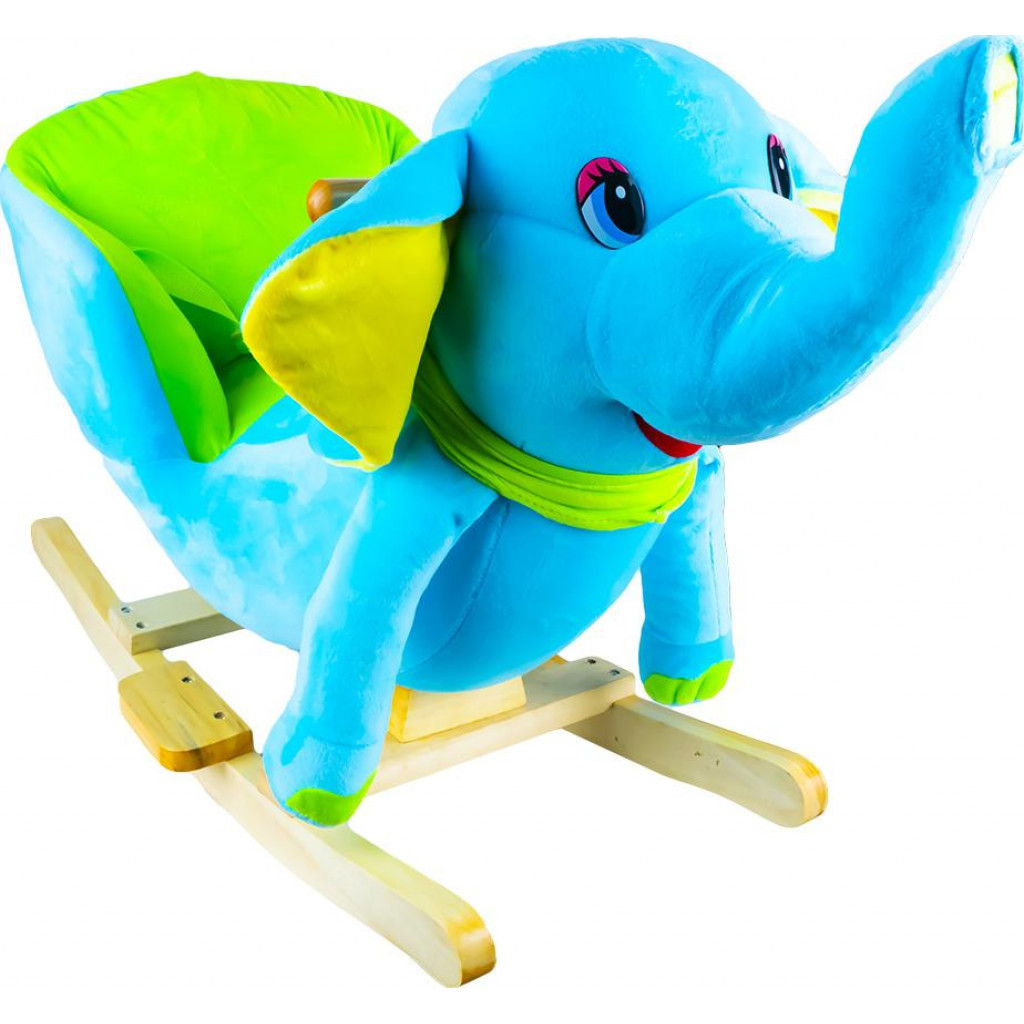 Elefant balansoar pentru bebelusi, lemn + plus, albastru, 60x34x45 cm 60x34x45