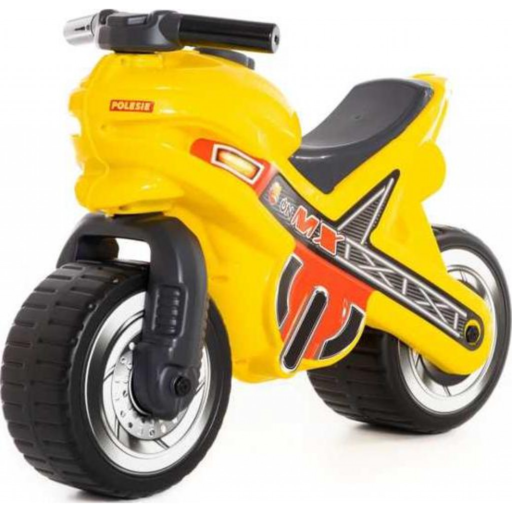 Motocicleta fara pedale, MX-ON, galbena, 70x30x49,3 cm, Polesie