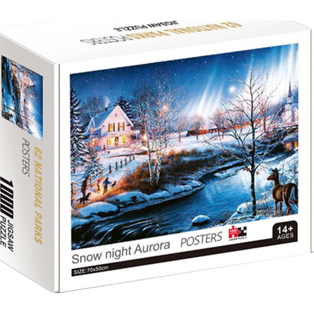 Puzzle carton, in cutie, Peisaj de iarna, 1000 piese